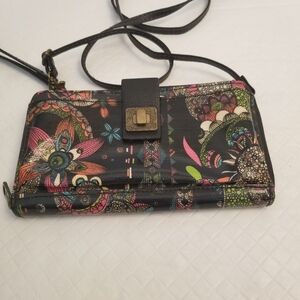 Sakroots Wristlet Crossbody Black Print 7.5 X 4.5 X 1